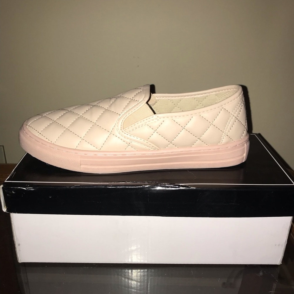 Pale Pink Slip On Quilted Sneakers